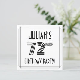 Art Deco geïnspireerd op 72e verjaardag, aangepast Kaart