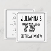 Art Deco geïnspireerd op 73e verjaardag, aangepast Kaart (Voorkant / Achterkant)