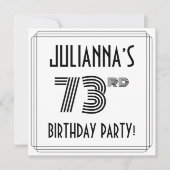 Art Deco geïnspireerd op 73e verjaardag, aangepast Kaart (Voorkant)