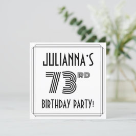 Art Deco geïnspireerd op 73e verjaardag, aangepast Kaart