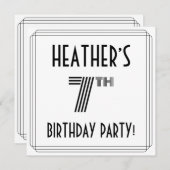 Art Deco Geïnspireerd op 7e verjaardag, aangepaste Kaart (Voorkant / Achterkant)