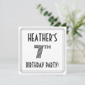 Art Deco Geïnspireerd op 7e verjaardag, aangepaste Kaart (Staand voorkant)