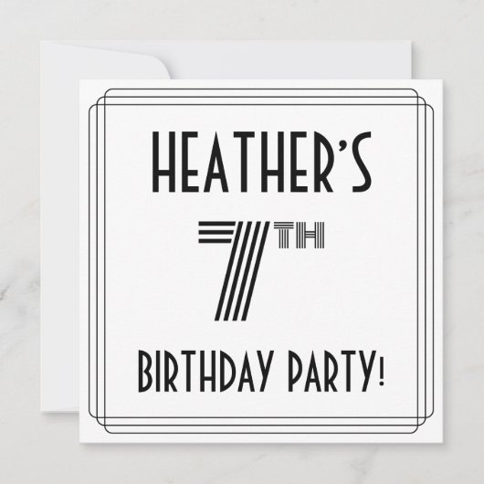 Art Deco Geïnspireerd op 7e verjaardag, aangepaste Kaart (Voorkant)