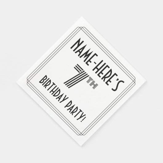 Art Deco Geïnspireerd op 7e verjaardag, aangepaste Servet (Hoek)