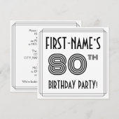 Art Deco geïnspireerd op 80e verjaardag, aangepast Kaart (Voorkant / Achterkant)