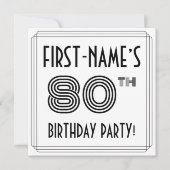 Art Deco geïnspireerd op 80e verjaardag, aangepast Kaart (Voorkant)