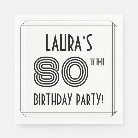 Art Deco geïnspireerd op 80e verjaardag, aangepast Servet (Voorkant)