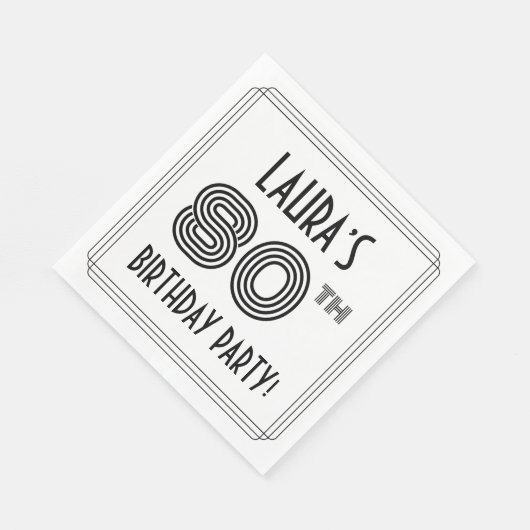 Art Deco geïnspireerd op 80e verjaardag, aangepast Servet (Hoek)