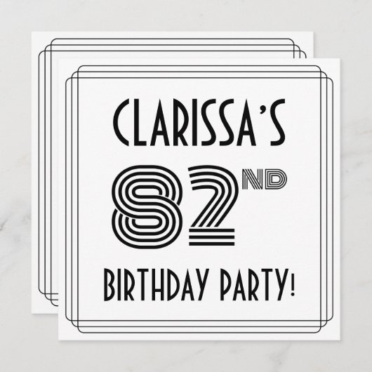 Art Deco geïnspireerd op 82e verjaardag, aangepast Kaart (Voorkant / Achterkant)