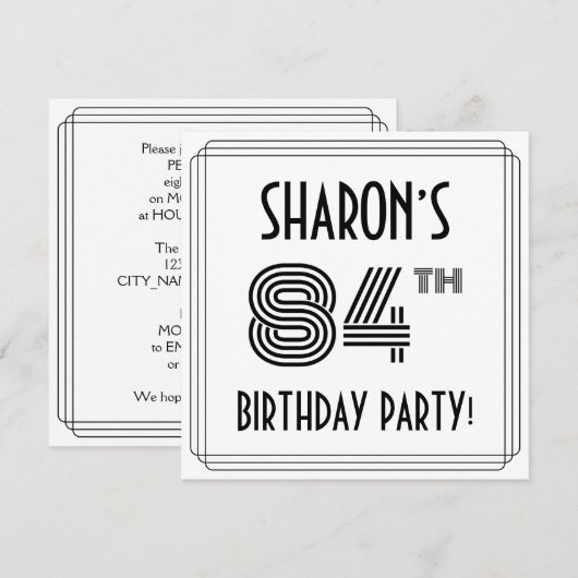 Art Deco geïnspireerd op 84e verjaardag, aangepast Kaart (Voorkant / Achterkant)