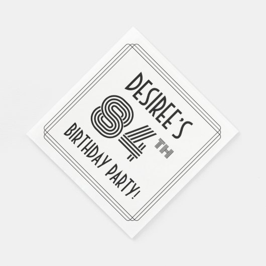 Art Deco geïnspireerd op 84e verjaardag, aangepast Servet (Hoek)