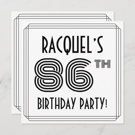 Art Deco geïnspireerd op 86e verjaardag, aangepast Kaart (Voorkant / Achterkant)