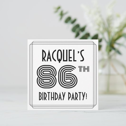 Art Deco geïnspireerd op 86e verjaardag, aangepast Kaart (Staand voorkant)