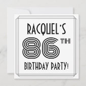 Art Deco geïnspireerd op 86e verjaardag, aangepast Kaart (Voorkant)