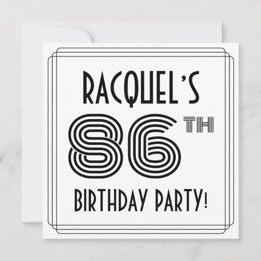 Art Deco geïnspireerd op 86e verjaardag, aangepast Kaart (Voorkant)