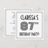 Art Deco Geïnspireerd op 87e verjaardag, aangepast Kaart (Voorkant / Achterkant)