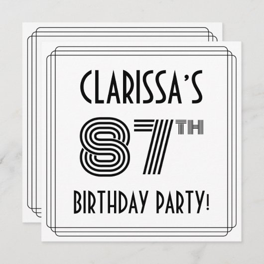 Art Deco Geïnspireerd op 87e verjaardag, aangepast Kaart (Voorkant / Achterkant)