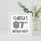 Art Deco Geïnspireerd op 87e verjaardag, aangepast Kaart (Staand voorkant)