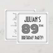 Art Deco geïnspireerd op 89e verjaardag, aangepast Kaart (Voorkant / Achterkant)