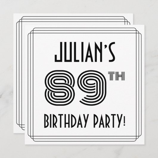 Art Deco geïnspireerd op 89e verjaardag, aangepast Kaart (Voorkant / Achterkant)