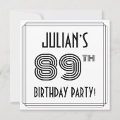 Art Deco geïnspireerd op 89e verjaardag, aangepast Kaart (Voorkant)