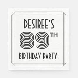 Art Deco geïnspireerd op 89e verjaardag, aangepast Servet