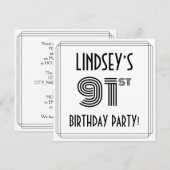 Art Deco geïnspireerd op 91e verjaardag, aangepast Kaart (Voorkant / Achterkant)