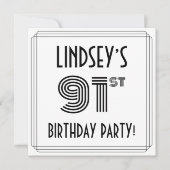 Art Deco geïnspireerd op 91e verjaardag, aangepast Kaart (Voorkant)