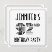 Art Deco geïnspireerd op 92e verjaardag, aangepast Kaart (Voorkant / Achterkant)