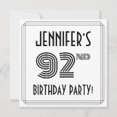 Art Deco geïnspireerd op 92e verjaardag, aangepast Kaart (Voorkant)