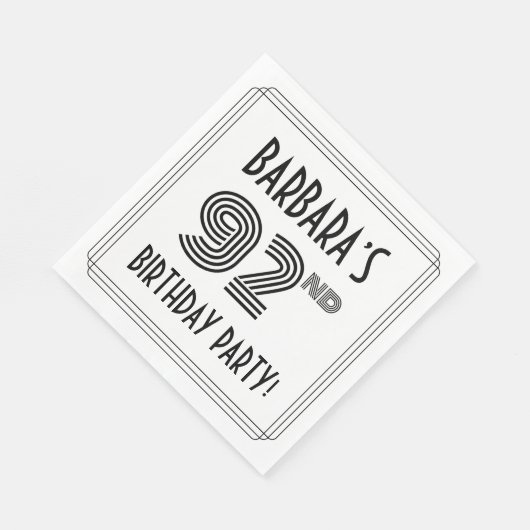 Art Deco geïnspireerd op 92e verjaardag, aangepast Servet (Hoek)