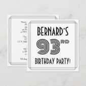 Art Deco geïnspireerd op 93e verjaardag, aangepast Kaart (Voorkant / Achterkant)