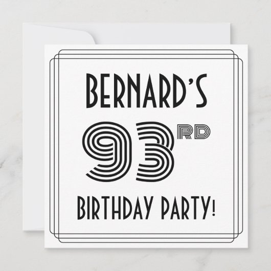 Art Deco geïnspireerd op 93e verjaardag, aangepast Kaart (Voorkant)