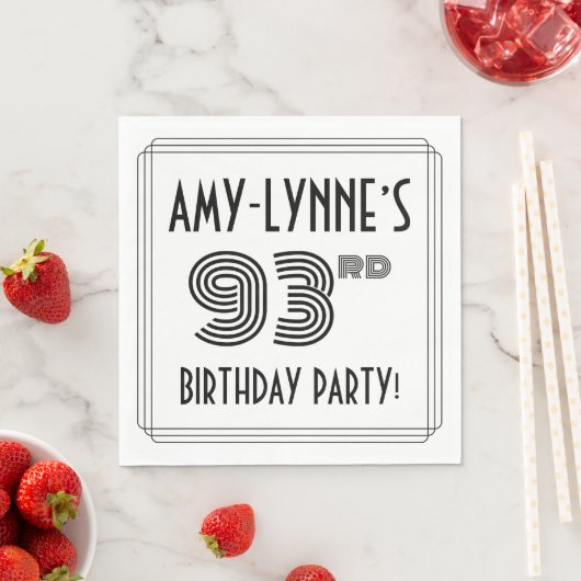 Art Deco geïnspireerd op 93e verjaardag, aangepast Servet (Insitu)