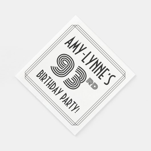 Art Deco geïnspireerd op 93e verjaardag, aangepast Servet (Hoek)