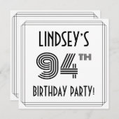 Art Deco geïnspireerd op 94e verjaardag, aangepast Kaart (Voorkant / Achterkant)