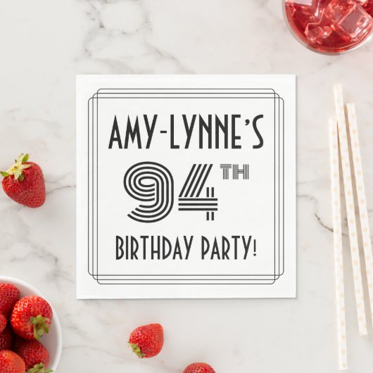 Art Deco geïnspireerd op 94e verjaardag, aangepast Servet (Insitu)