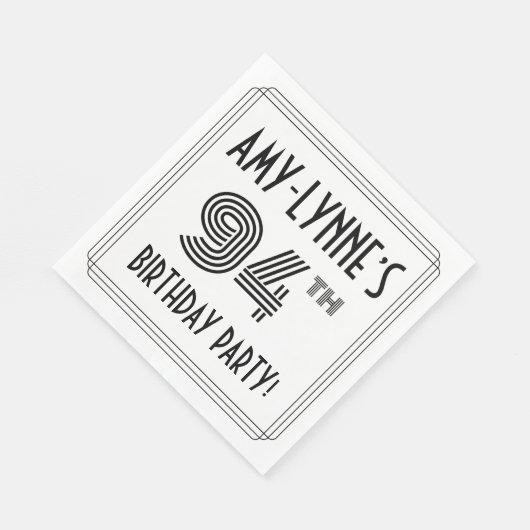 Art Deco geïnspireerd op 94e verjaardag, aangepast Servet (Hoek)