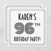 Art Deco geïnspireerd op 96e verjaardag, aangepast Kaart (Voorkant / Achterkant)