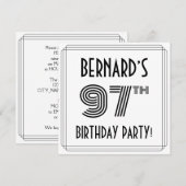 Art Deco geïnspireerd op 97e verjaardag, aangepast Kaart (Voorkant / Achterkant)