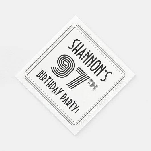 Art Deco geïnspireerd op 97e verjaardag, aangepast Servet (Hoek)