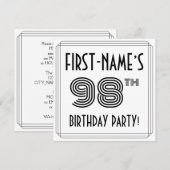 Art Deco geïnspireerd op 98e verjaardag, aangepast Kaart (Voorkant / Achterkant)