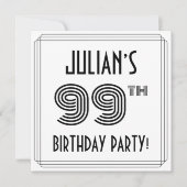 Art Deco geïnspireerd op 99e verjaardag, aangepast Kaart (Voorkant)