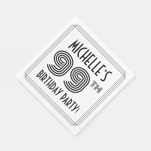 Art Deco geïnspireerd op 99e verjaardag, aangepast Servet (Hoek)