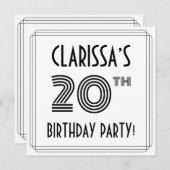 Art Deco Geïnspireerd op de 20e verjaardag, aangep Kaart (Voorkant / Achterkant)