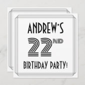 Art Deco Geïnspireerd op de 22e verjaardag, aangep Kaart (Voorkant / Achterkant)