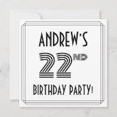 Art Deco Geïnspireerd op de 22e verjaardag, aangep Kaart (Voorkant)