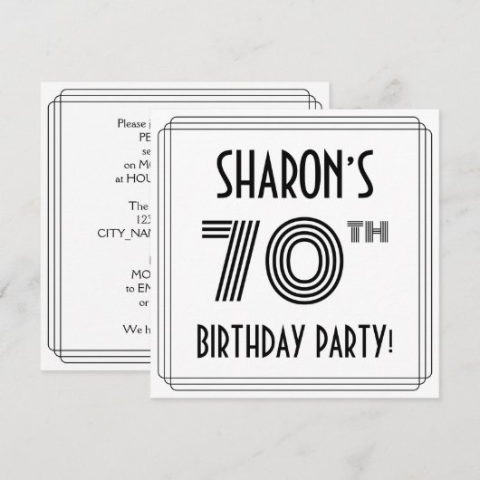 Art Deco geïnspireerd op de 70e verjaardag, aangep Kaart (Voorkant / Achterkant)