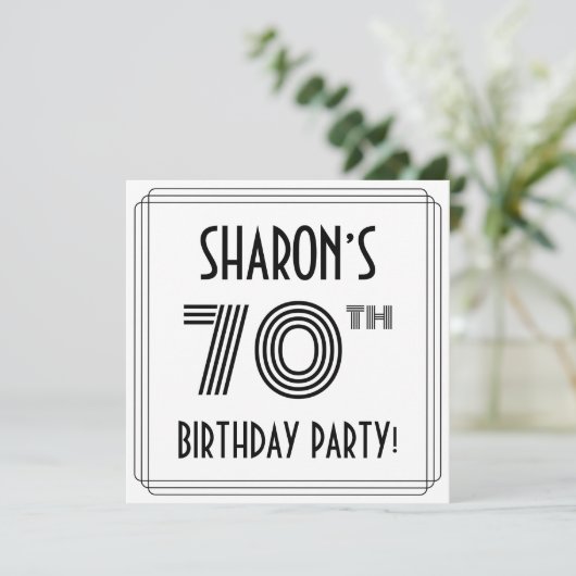 Art Deco geïnspireerd op de 70e verjaardag, aangep Kaart (Staand voorkant)