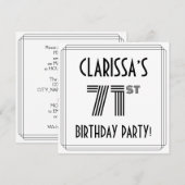 Art Deco geïnspireerd op de 71e verjaardag, aangep Kaart (Voorkant / Achterkant)